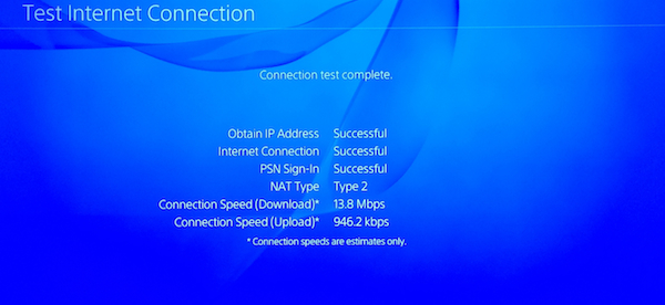 test internet connection speed ps4