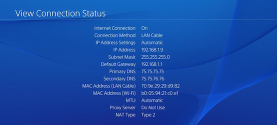 manual ip address ps4