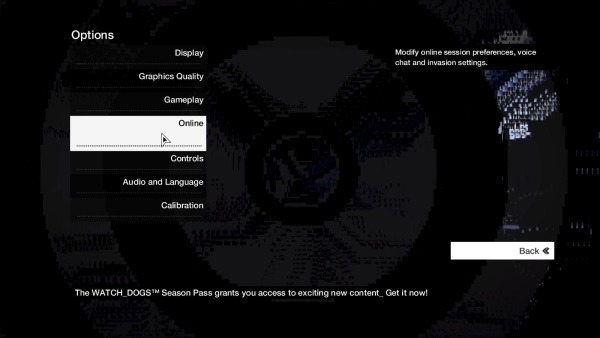 Select Online on the Options Menu