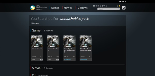 Untouchables Pack search results page